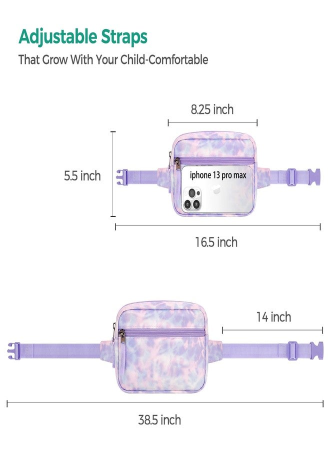 Choco Mocha حقيبة خصر بلون الشوكولاتة والموكا للبنات، حقيبة خصر للأطفال من عمر 6-8 سنوات، حقيبة خصر للبنات من عمر 8-12 سنة، حقائب خصر للأطفال الصغار، هدايا عيد الميلاد، لون بنفسجي مصبوغ بربطة عنق - Image 5